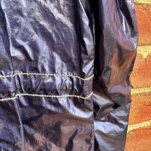 Jane Post $475 Women's Metallic Lightweight Rain Parka Jacket Blue Medium NWT - Picture 6 of 9